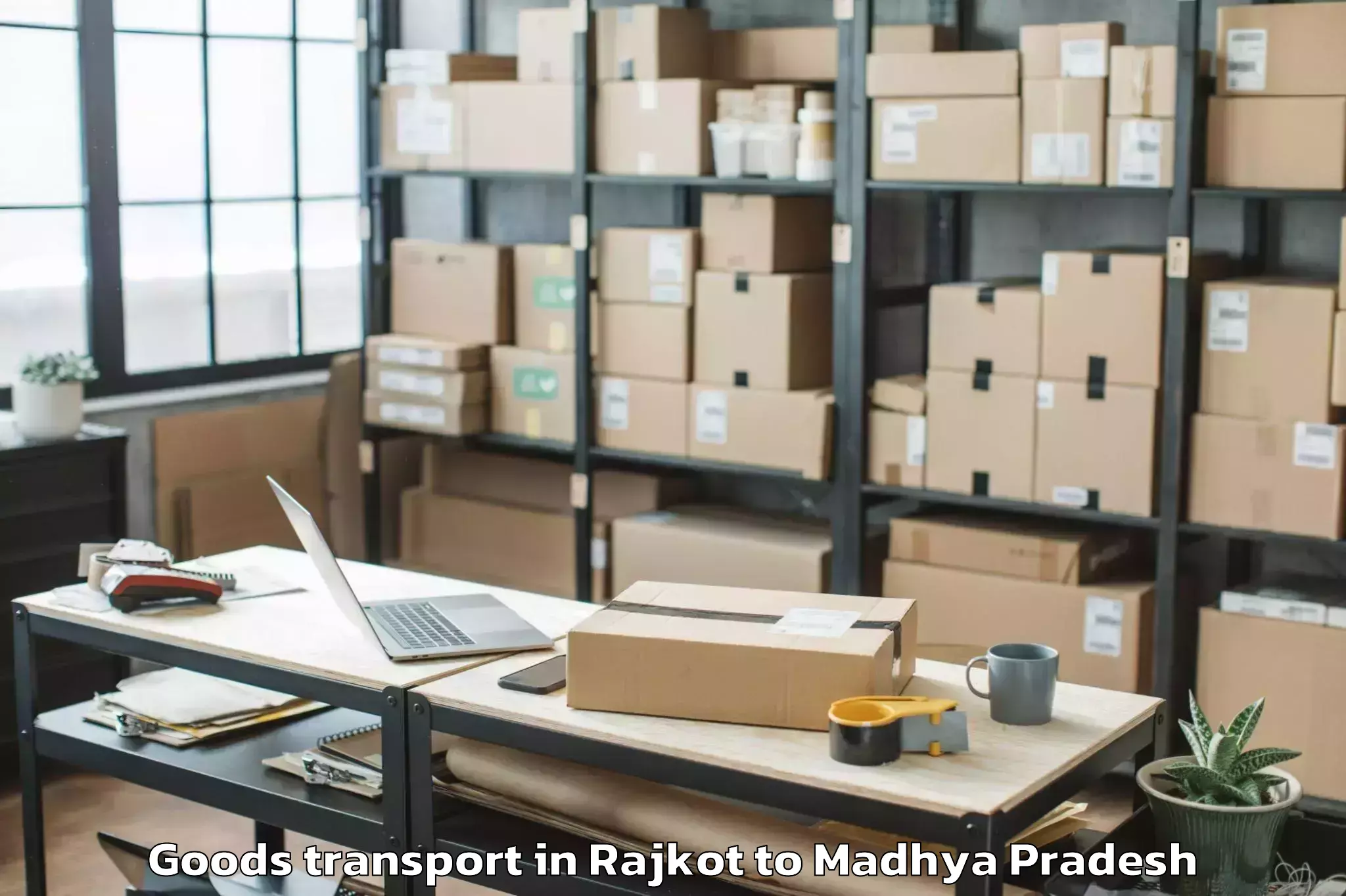 Hassle-Free Rajkot to Malwanchal University Indore Goods Transport